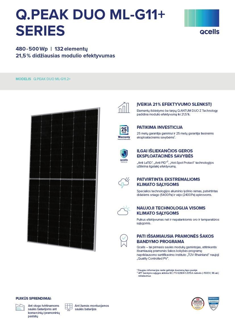 Monokristalinis fotovoltinis modulis QCells Q. PEAK DUO ML-G11+ - Image 11