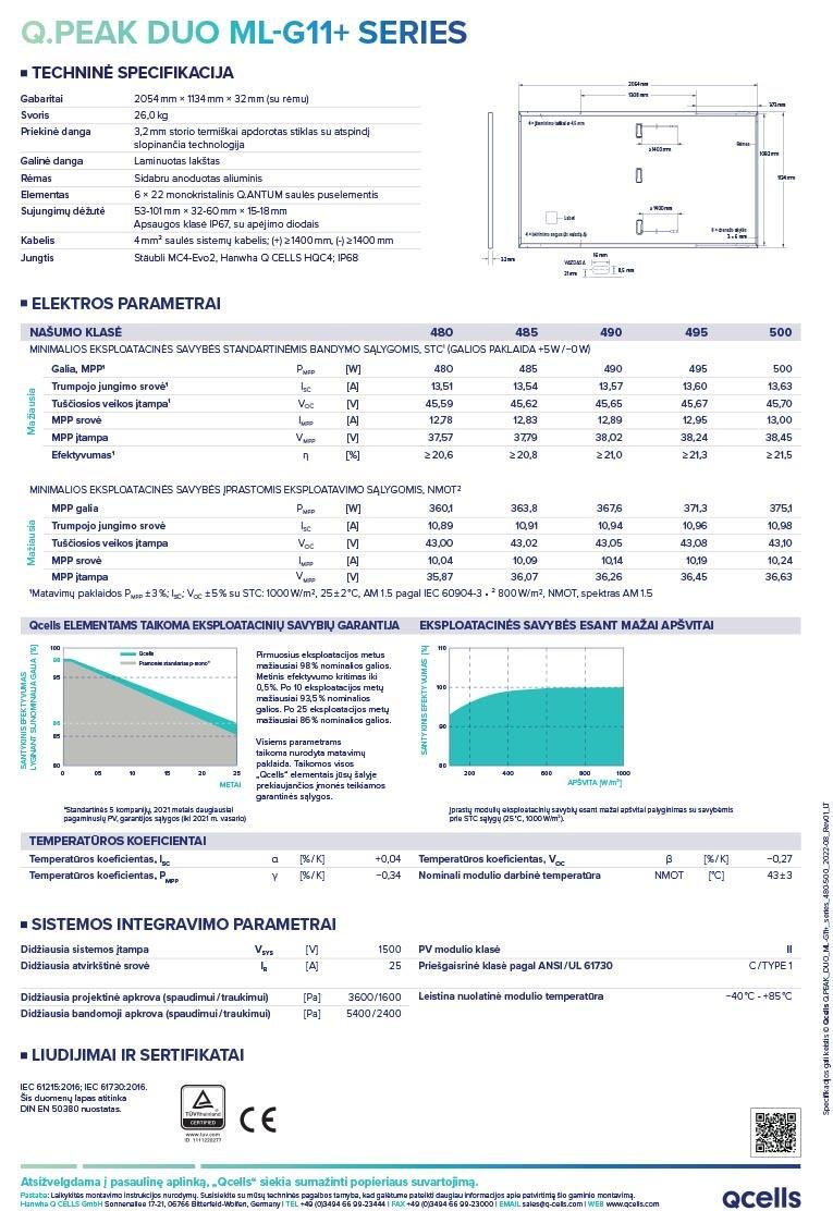 Monokristalinis fotovoltinis modulis QCells Q. PEAK DUO ML-G11+ - Image 12
